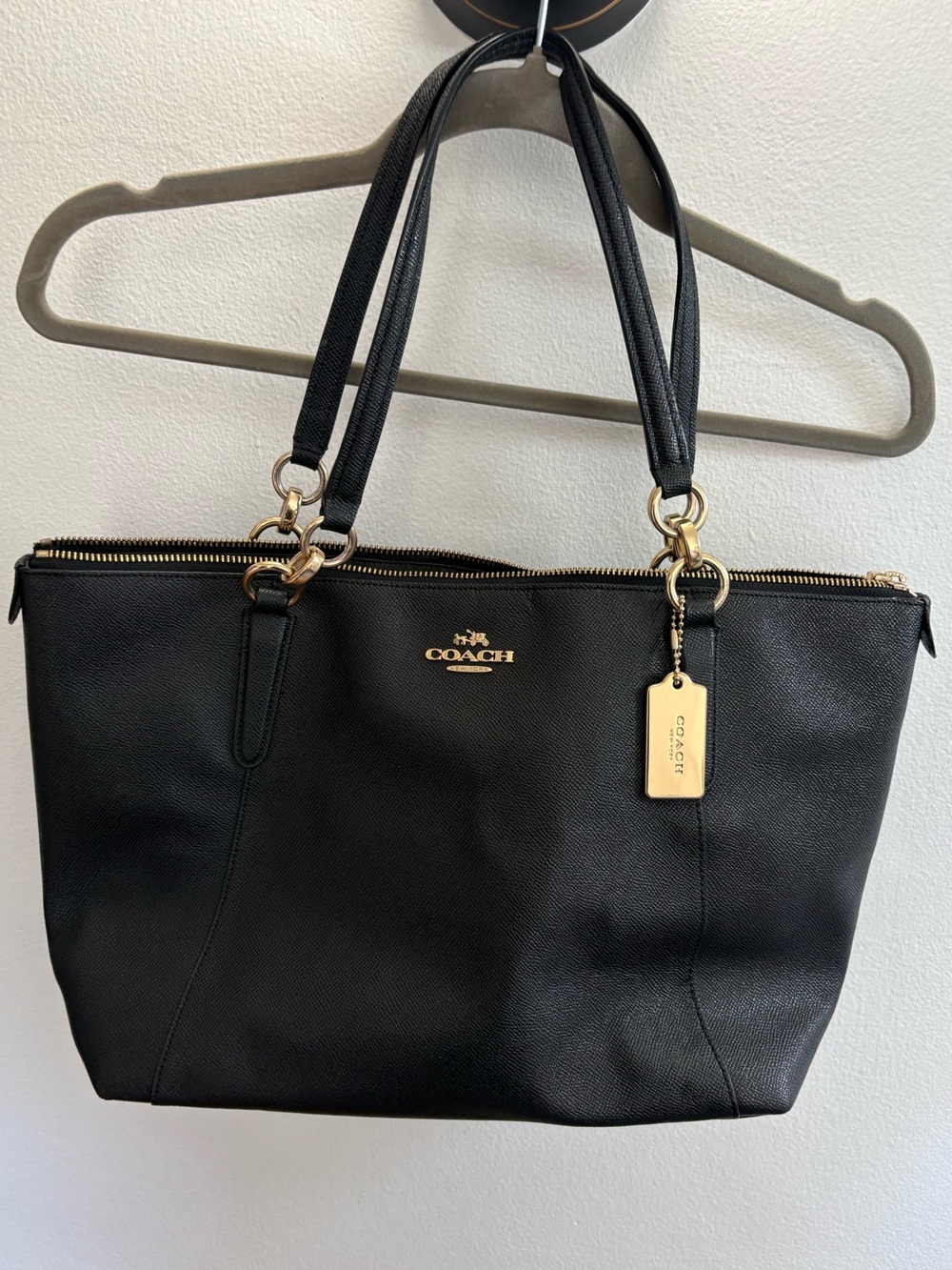 Coach Black Leather Tote Purse